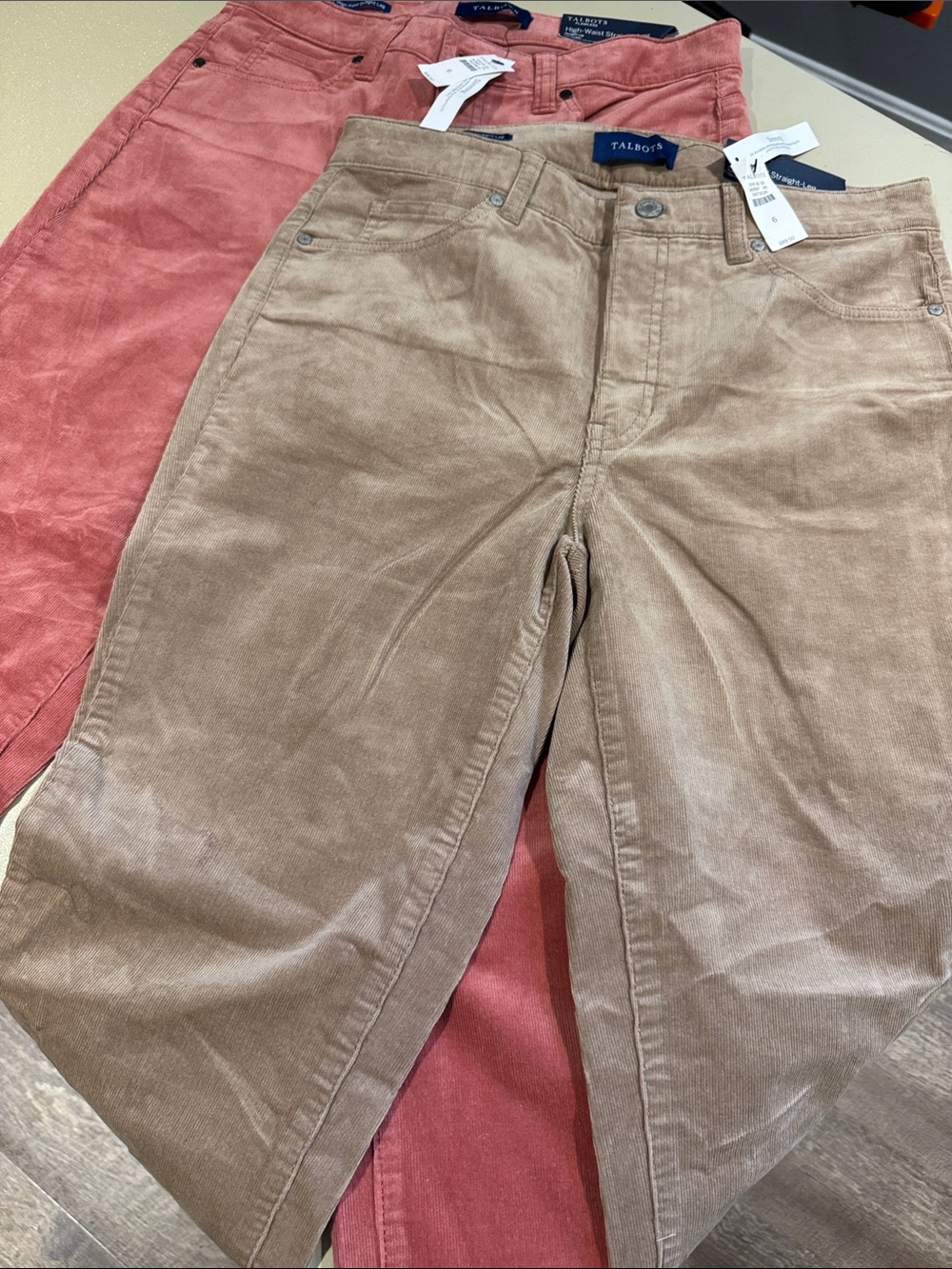 NWT lot of Talbots Women's High-Waist Straight-Leg size 6 Corduroy Pants